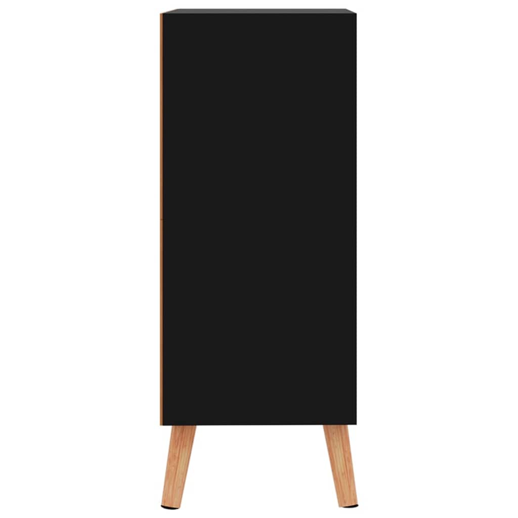 Magasfényű fekete szerelt fa tálalószekrény 60 x 30 x 72 cm 4