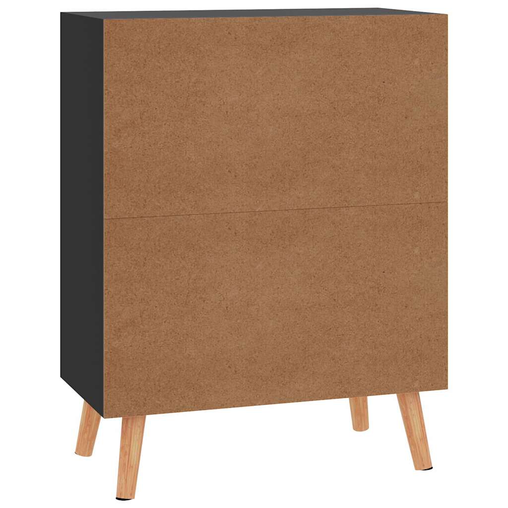 Magasfényű fekete szerelt fa tálalószekrény 60 x 30 x 72 cm 6