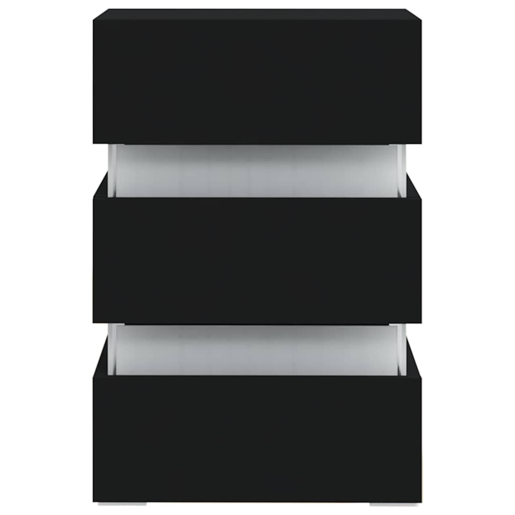 Fekete szerelt fa LED-es éjjeliszekrény 45 x 35 x 67 cm 5