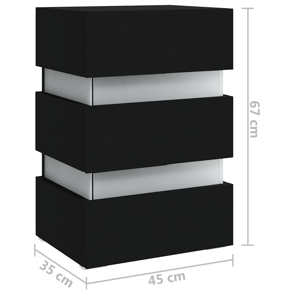 Fekete szerelt fa LED-es éjjeliszekrény 45 x 35 x 67 cm 9