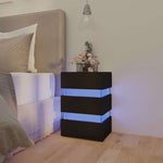 Fekete szerelt fa LED-es éjjeliszekrény 45 x 35 x 67 cm