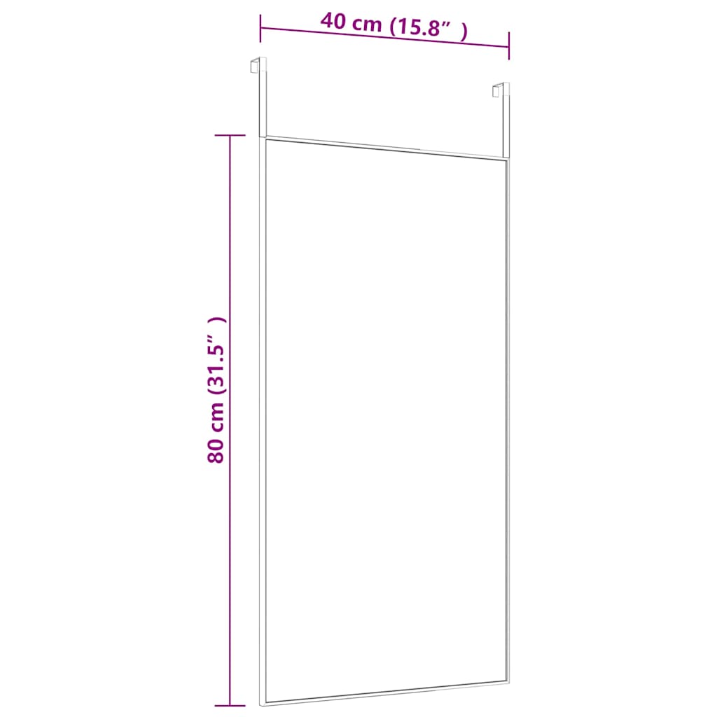 Fekete üveg és alumínium ajtótükör 40x80 cm 4