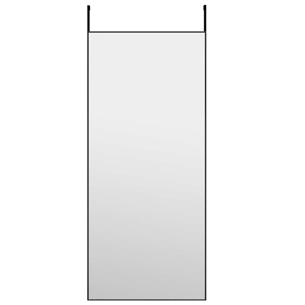 Fekete üveg és alumínium ajtótükör 40x100 cm 2