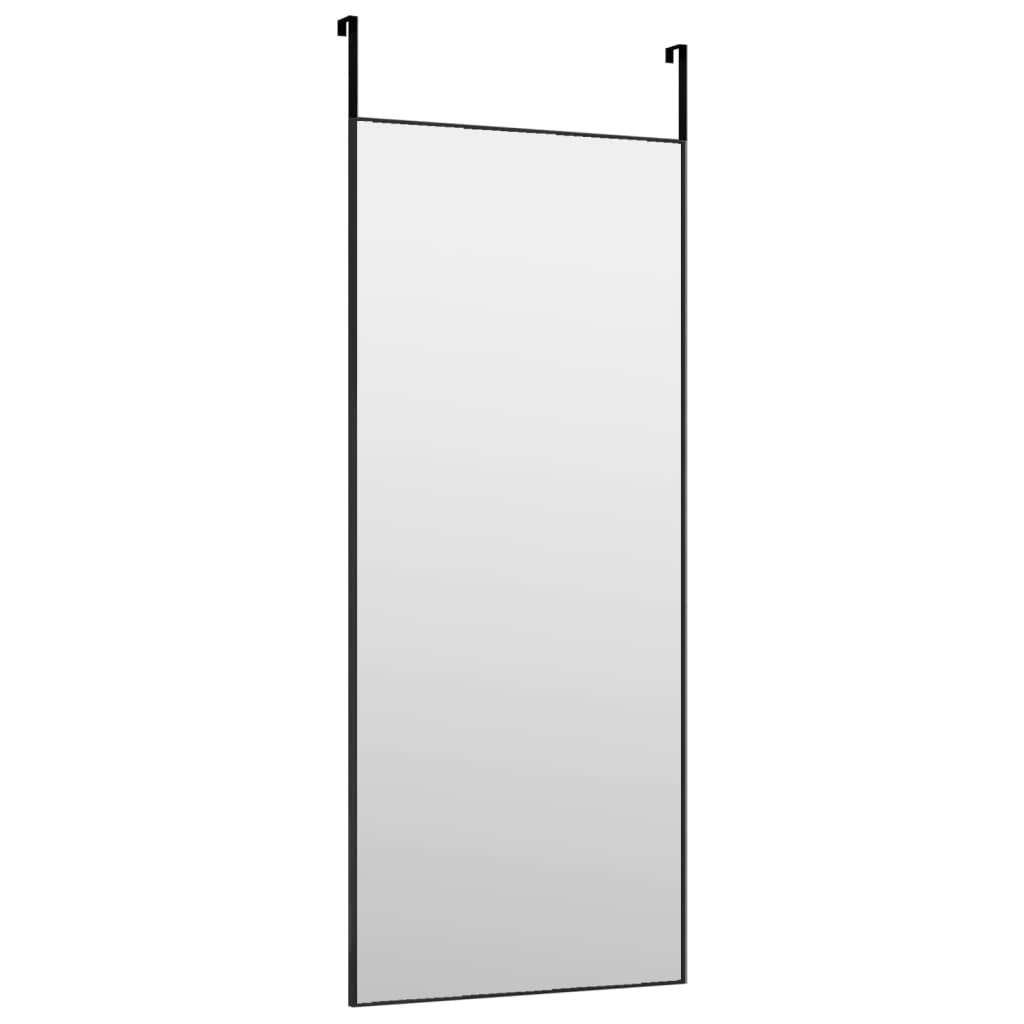 Fekete üveg és alumínium ajtótükör 40x100 cm 3
