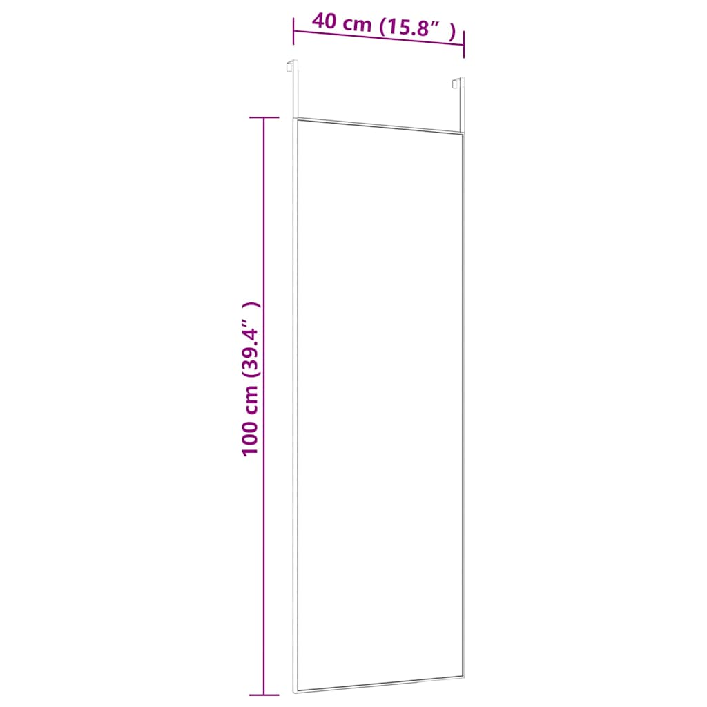 Fekete üveg és alumínium ajtótükör 40x100 cm 4
