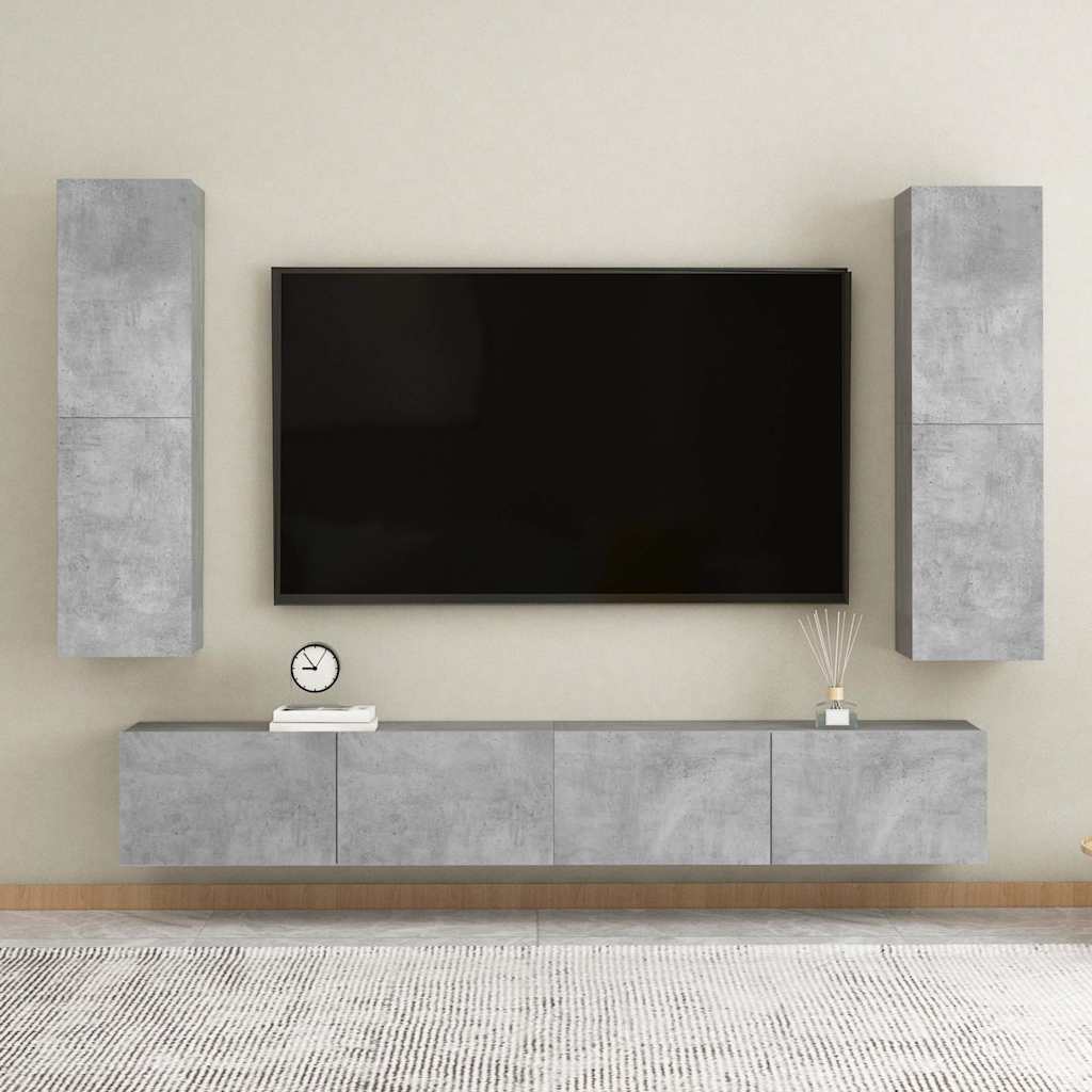 Betonszürke szerelt fa TV-szekrény 30,5 x 30 x 110 cm 12