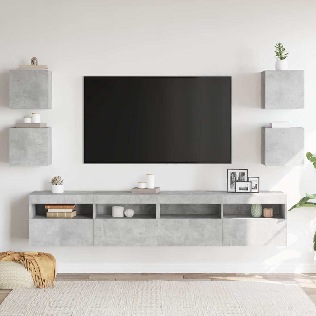 4 db betonszürke falra szerelhető TV-szekrény 30,5 x 30 x 30 cm 3