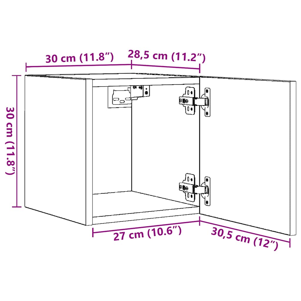 4 db betonszürke falra szerelhető TV-szekrény 30,5 x 30 x 30 cm 11