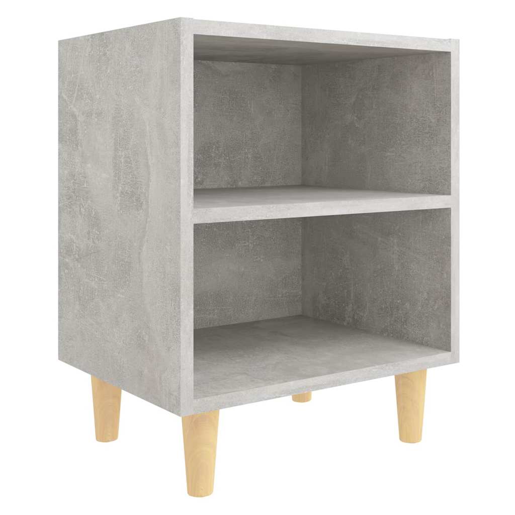 2 db betonszürke éjjeliszekrény tömör fa lábakkal 40x30x50 cm 3