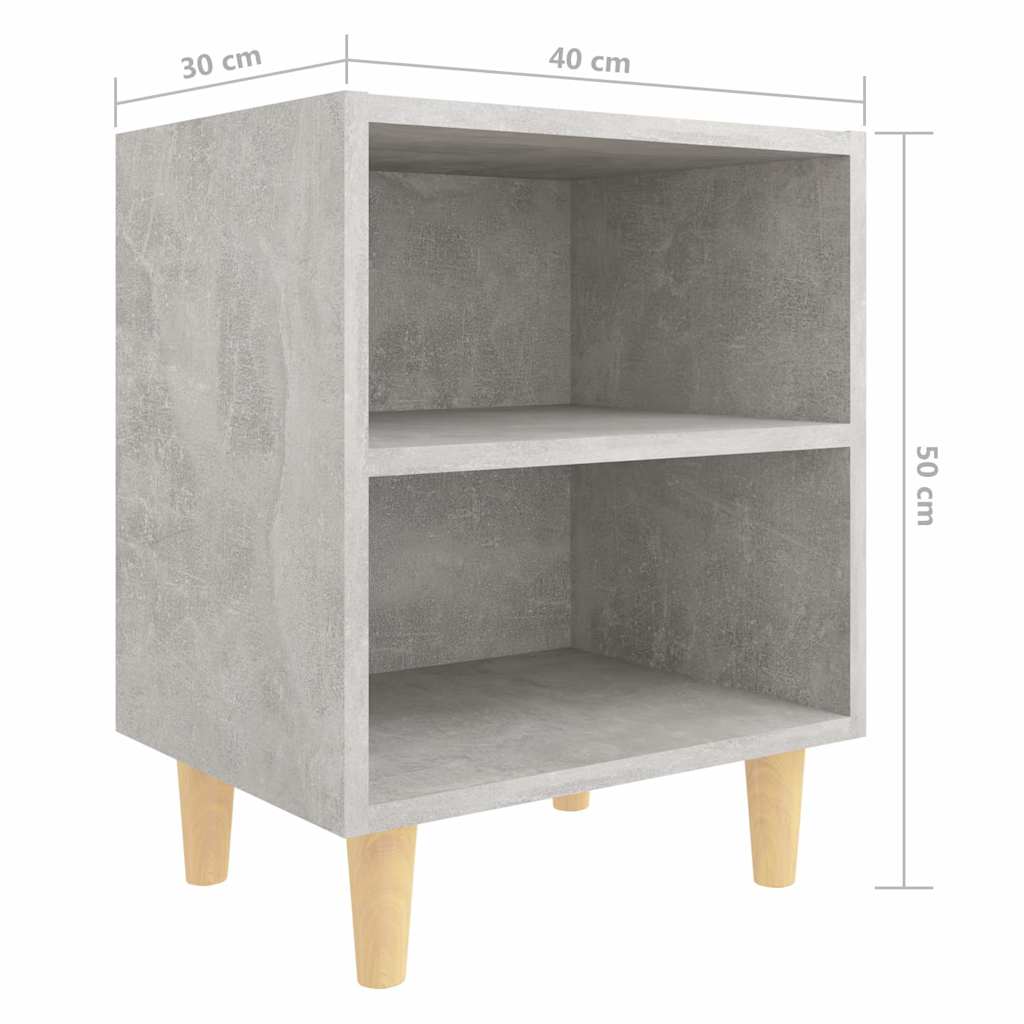 2 db betonszürke éjjeliszekrény tömör fa lábakkal 40x30x50 cm 8