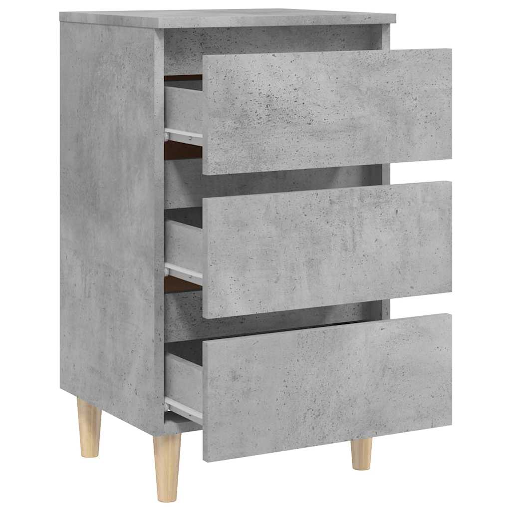 Betonszürke éjjeliszekrény tömör fa lábakkal 40 x 35 x 69 cm 5