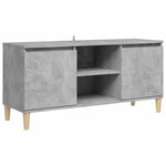 Betonszürke TV-szekrény tömör falábakkal 103,5 x 35 x 50 cm 2