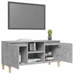 Betonszürke TV-szekrény tömör falábakkal 103,5 x 35 x 50 cm 4