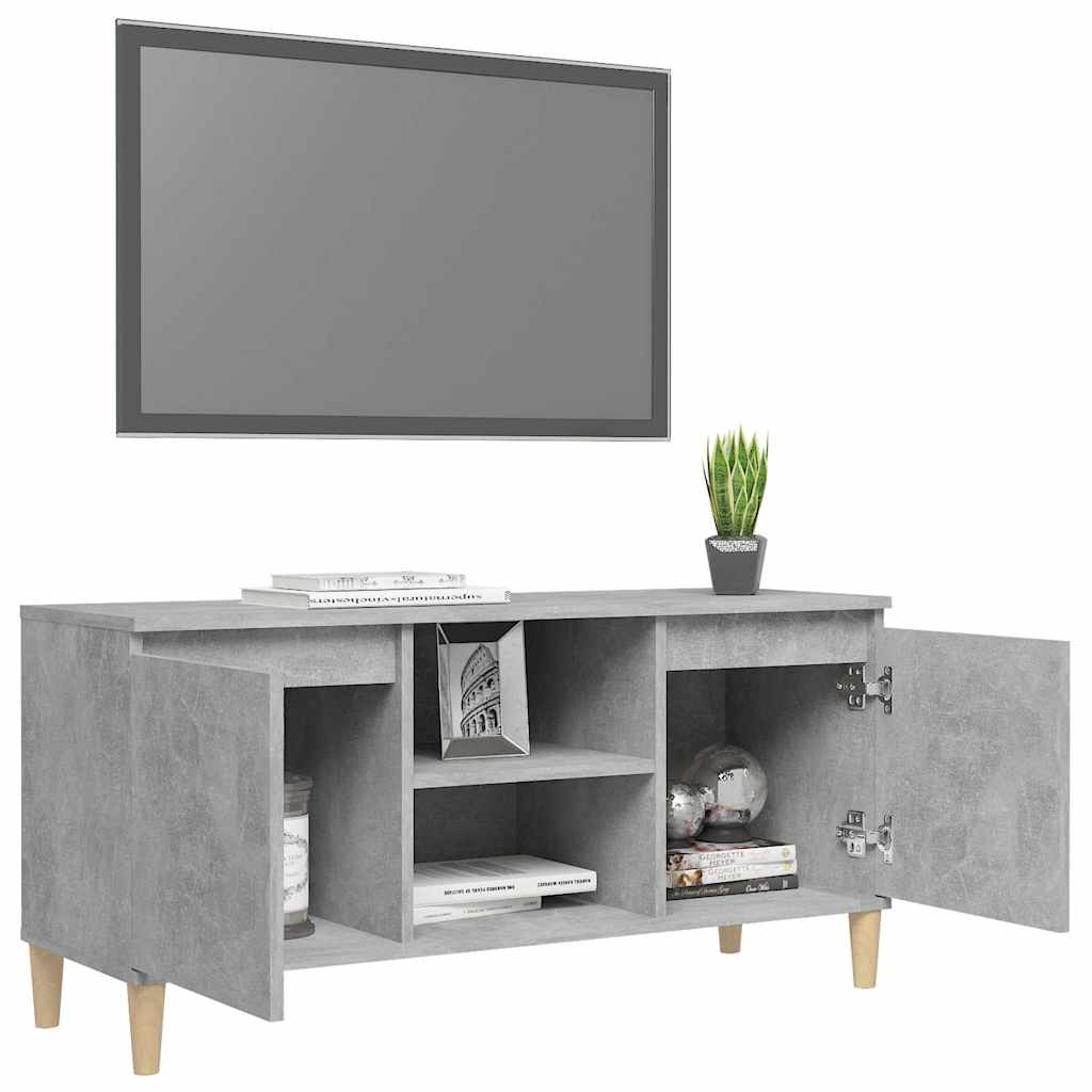 Betonszürke TV-szekrény tömör falábakkal 103,5 x 35 x 50 cm 4