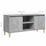 Betonszürke TV-szekrény tömör falábakkal 103,5 x 35 x 50 cm 8