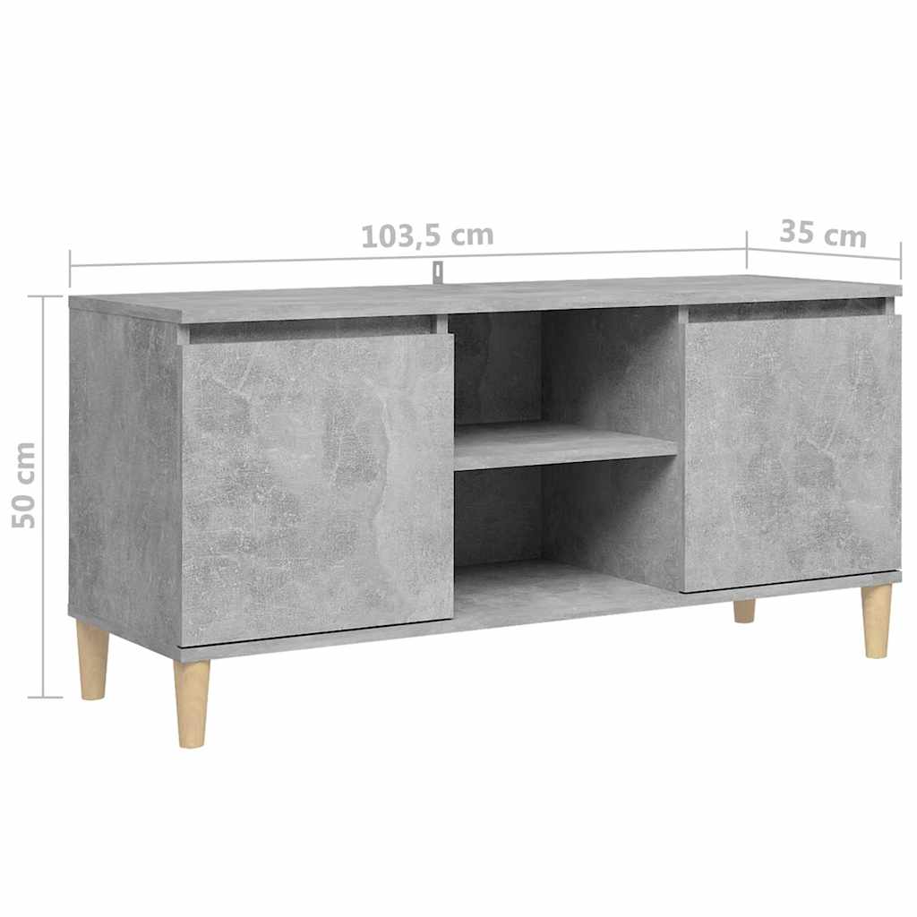 Betonszürke TV-szekrény tömör falábakkal 103,5 x 35 x 50 cm 8