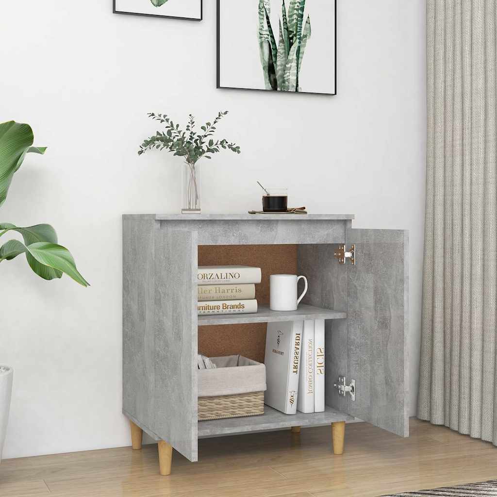 Betonszürke szerelt fa tálalószekrény falábakkal 60x35x70 cm 3
