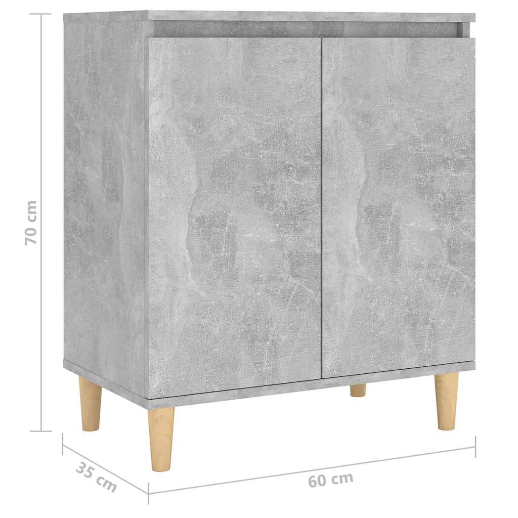 Betonszürke szerelt fa tálalószekrény falábakkal 60x35x70 cm 8