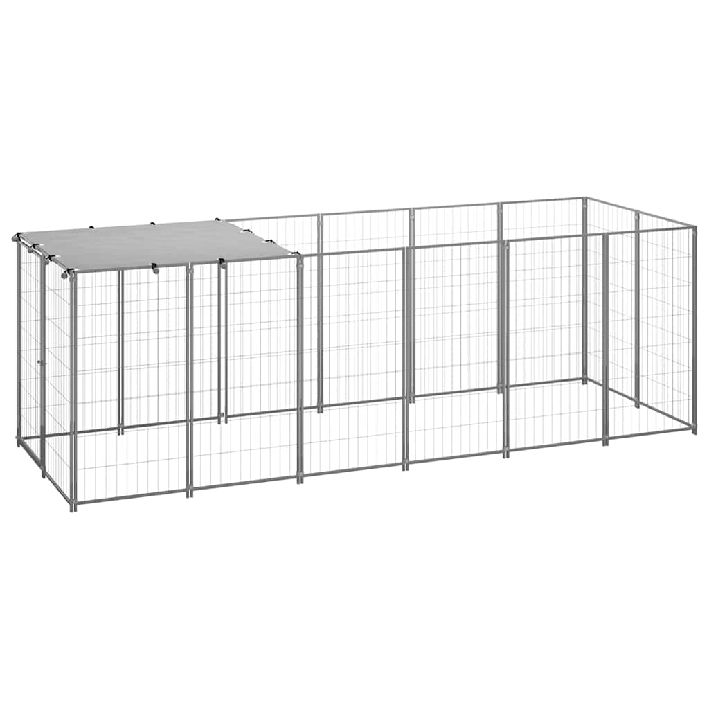 Ezüstszínű acél kutyakennel 330 x 110 x 110 cm 2