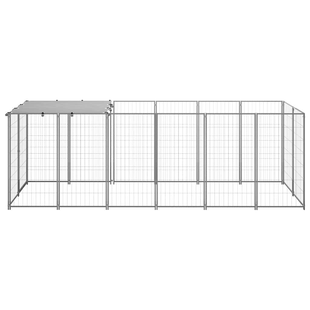 Ezüstszínű acél kutyakennel 330 x 110 x 110 cm 4