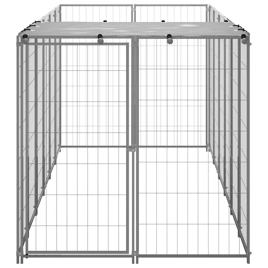 Ezüstszínű acél kutyakennel 330 x 110 x 110 cm 5