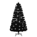 Fekete száloptikás karácsonyfa LED-es hópelyhekkel 120 cm 2