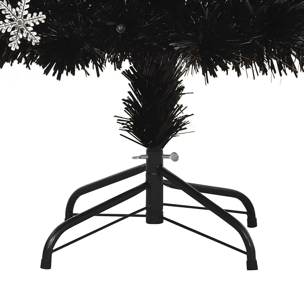 Fekete száloptikás karácsonyfa LED-es hópelyhekkel 120 cm 8