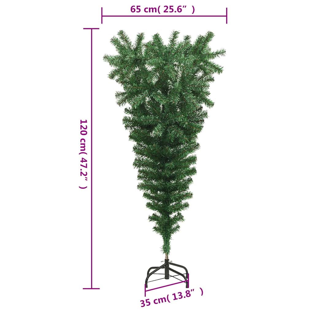 Zöld fejjel lefelé fordított műkarácsonyfa állvánnyal 120 cm 8