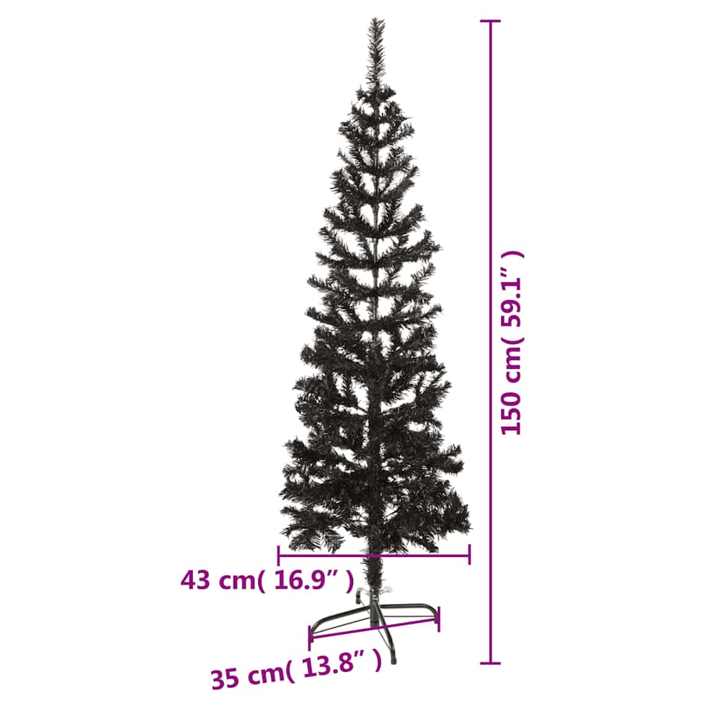 Fekete vékony karácsonyfa 150 cm 8