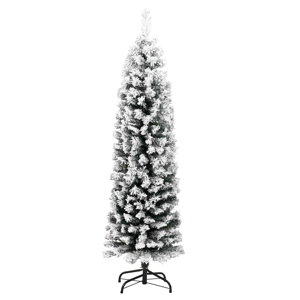 Zöld PVC vékony műkarácsonyfa hóval 120 cm 3