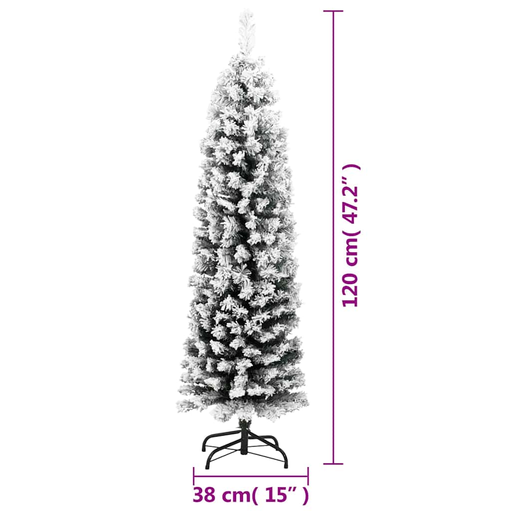 Zöld PVC vékony műkarácsonyfa hóval 120 cm 7