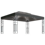 Antracitszürke dupla tetős pavilon LED fényfüzérrel 3 x 4 m 2