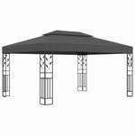 Antracitszürke dupla tetős pavilon LED fényfüzérrel 3 x 4 m 3