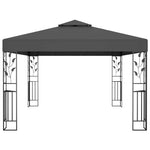 Antracitszürke dupla tetős pavilon LED fényfüzérrel 3 x 4 m 5