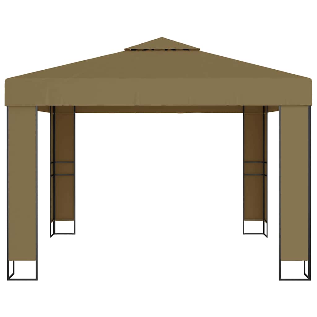 Tópszínű dupla tetős pavilon LED fényfüzérrel 3 x 3 x 2,7 m 4