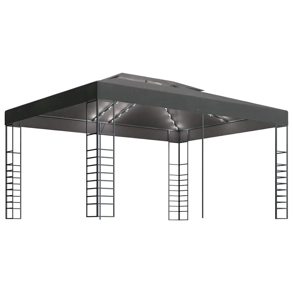 Antracitszürke pavilon LED fényfüzérrel 3 x 4 m 2