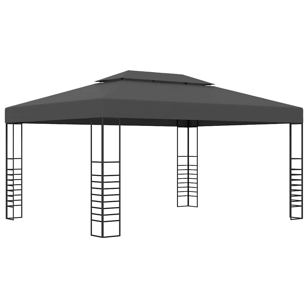 Antracitszürke pavilon LED fényfüzérrel 3 x 4 m 3