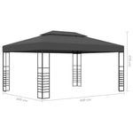 Antracitszürke pavilon LED fényfüzérrel 3 x 4 m 10