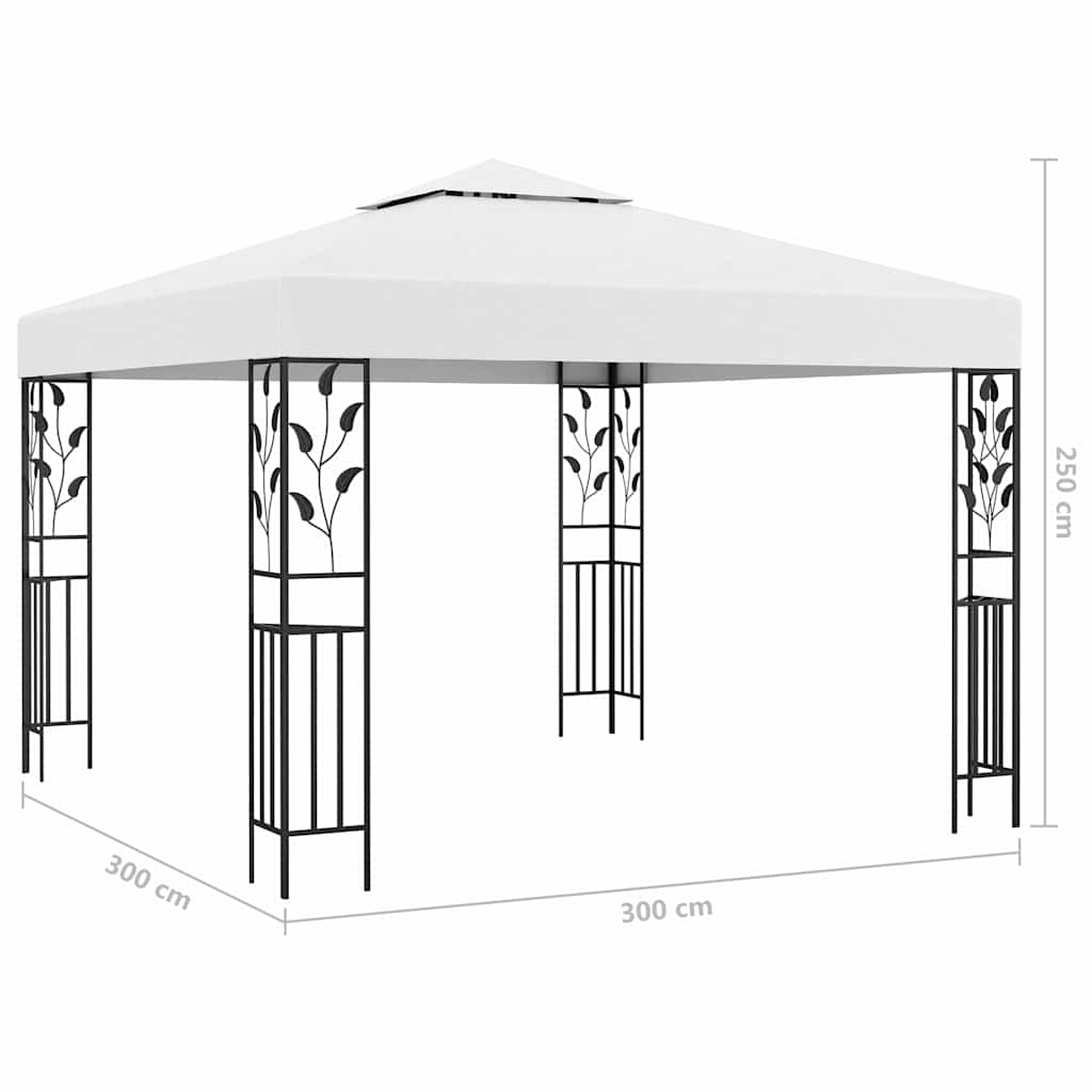 Fehér pavilon LED fényfüzérrel 3 x 3 m 9