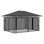 Antracit pavilon szúnyoghálóval/LED fényfüzérrel 4 x 3 x 2,73 m 3