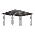 Antracit pavilon szúnyoghálóval/LED fényfüzérrel 4 x 3 x 2,73 m 4