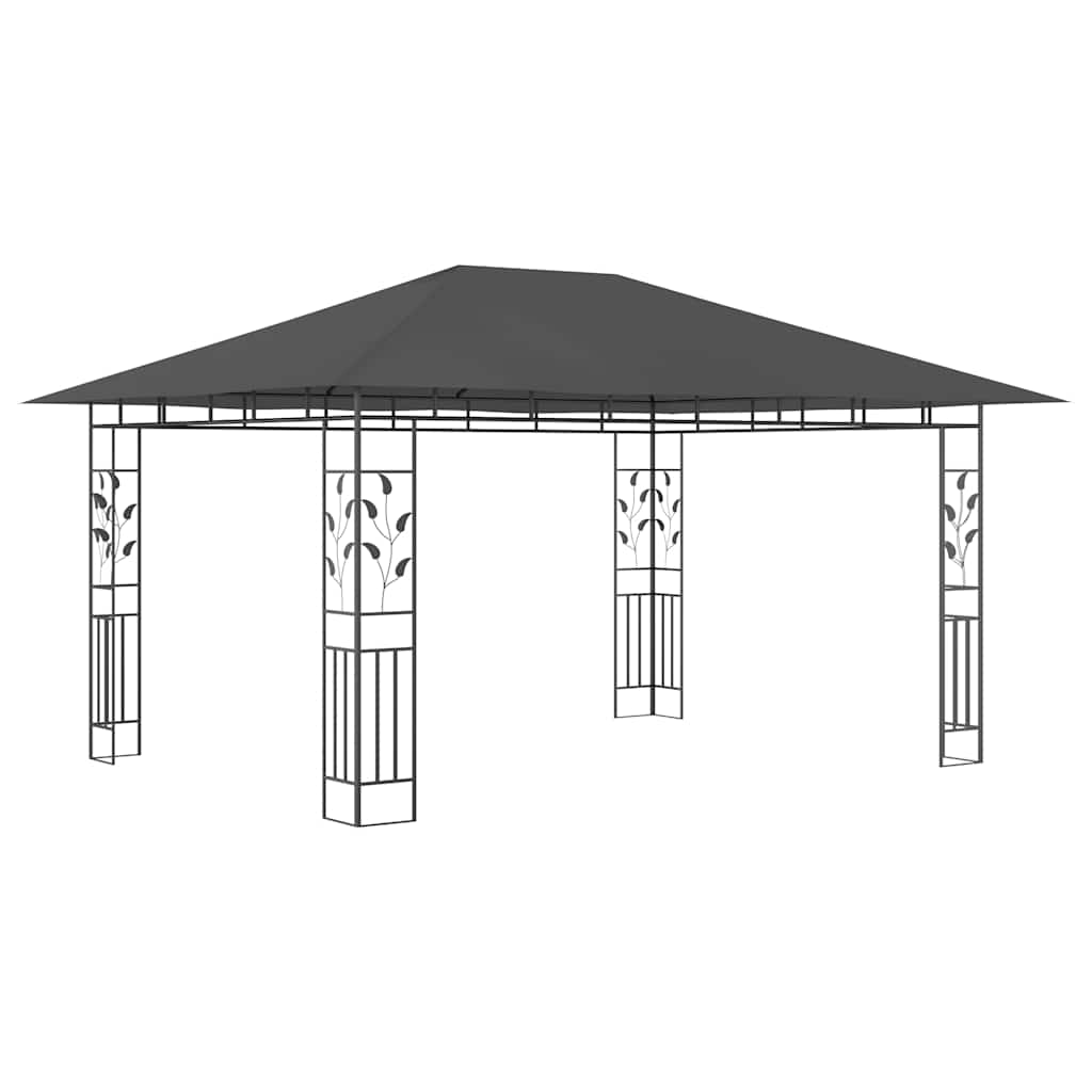 Antracit pavilon szúnyoghálóval/LED fényfüzérrel 4 x 3 x 2,73 m 5