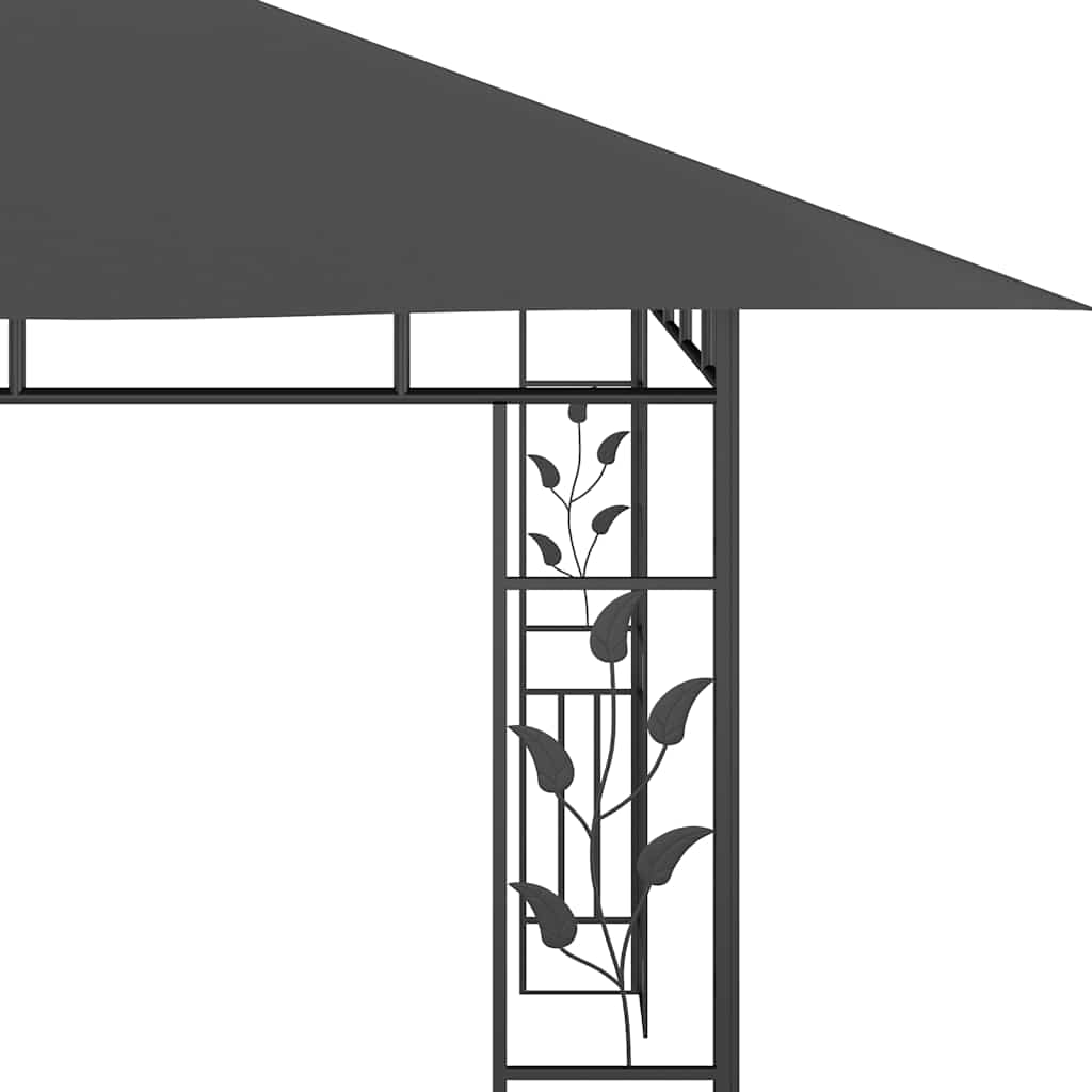 Antracit pavilon szúnyoghálóval/LED fényfüzérrel 4 x 3 x 2,73 m 8