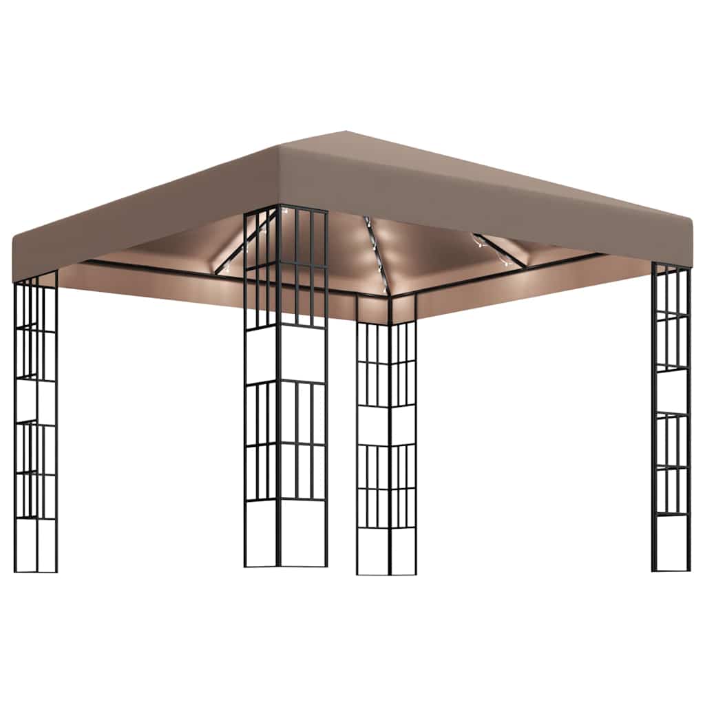 Tópszínű pavilon LED fényfüzérrel 3 x 3 m 2