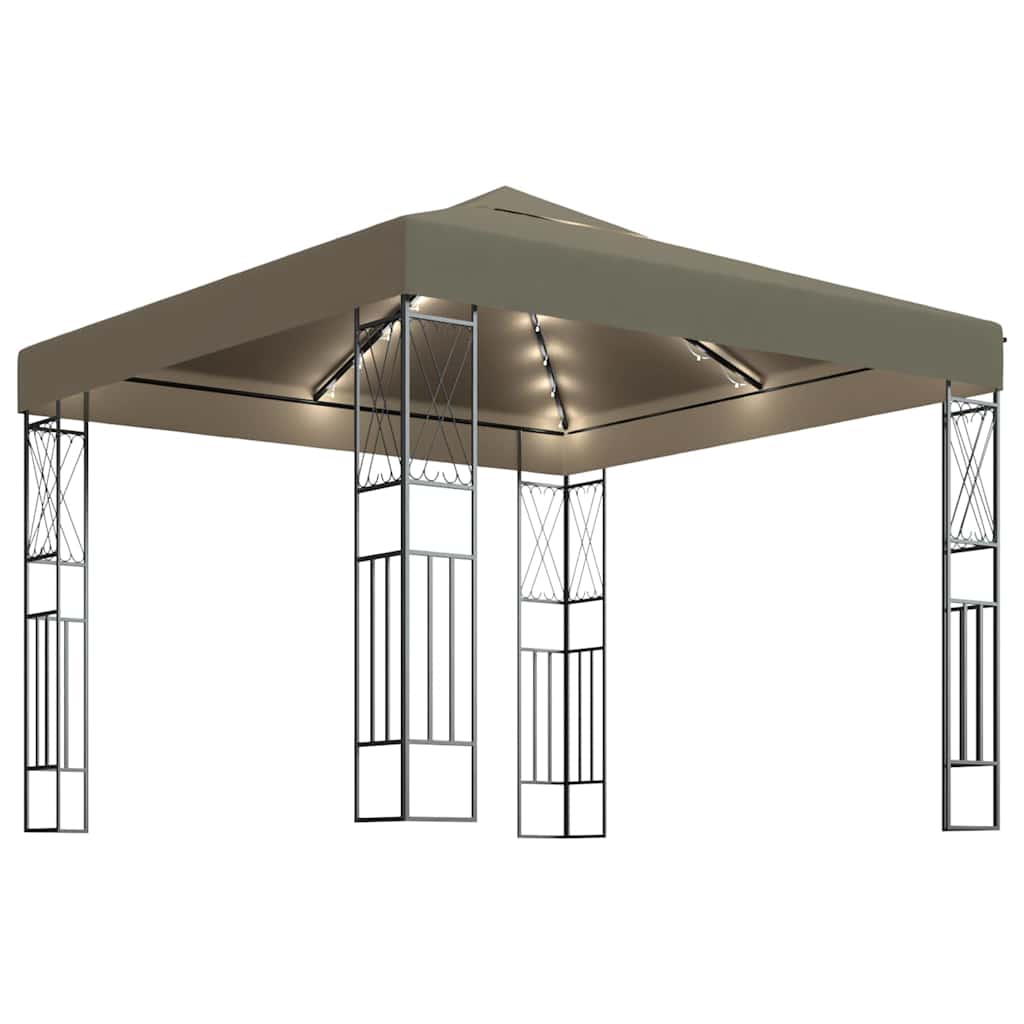 Tópszínű szövet pavilon LED fényfüzérrel 3 x 3 m 2