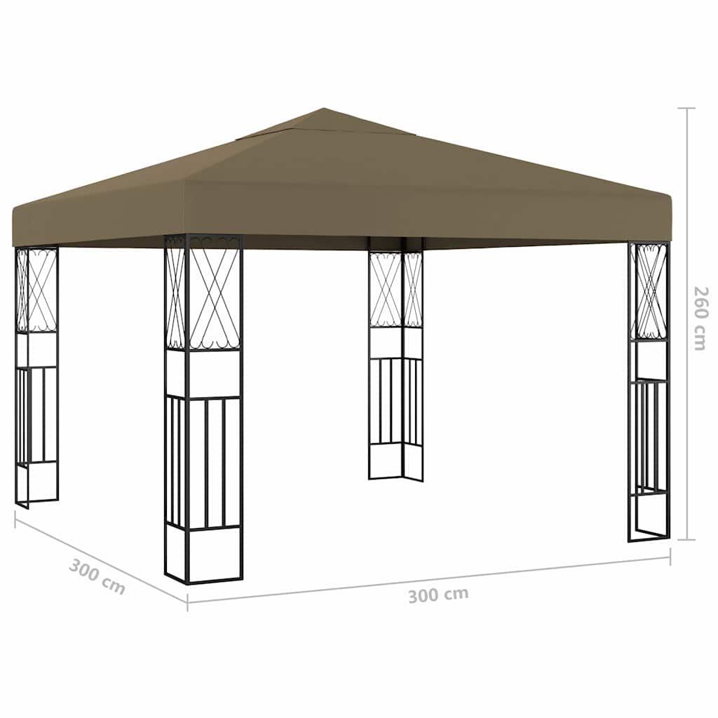 Tópszínű szövet pavilon LED fényfüzérrel 3 x 3 m 9