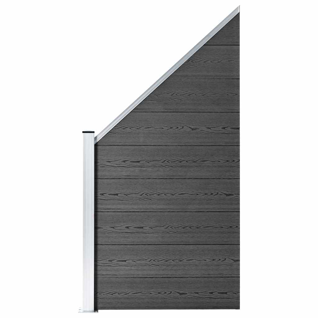 Fekete WPC kerítéspanelszett 619 x (105-186) cm 2