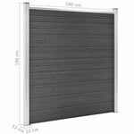 Fekete WPC kerítéspanelszett 965 x (105-186) cm 13