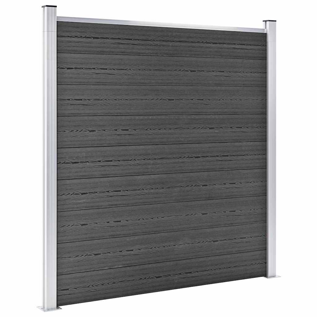 Fekete WPC kerítéspanelszett 965 x (105-186) cm 3