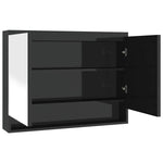 Fényes fekete MDF tükrös fürdőszobaszekrény 80 x 15 x 60 cm 2